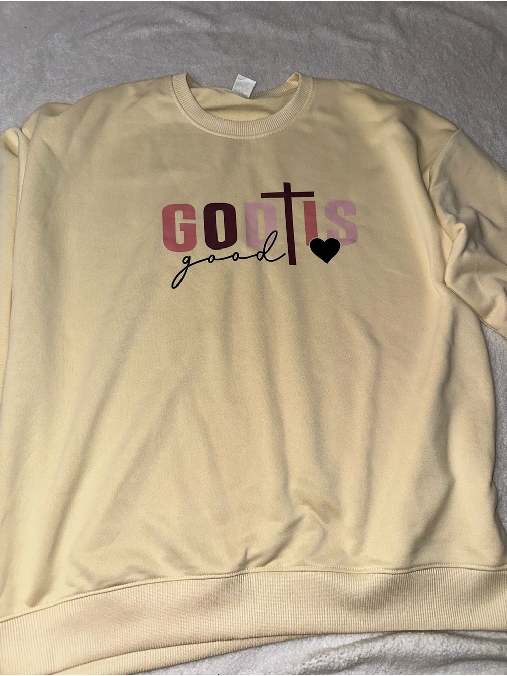 Women’s Cream 'God is Good' Graphic Crewneck Sweatshirt